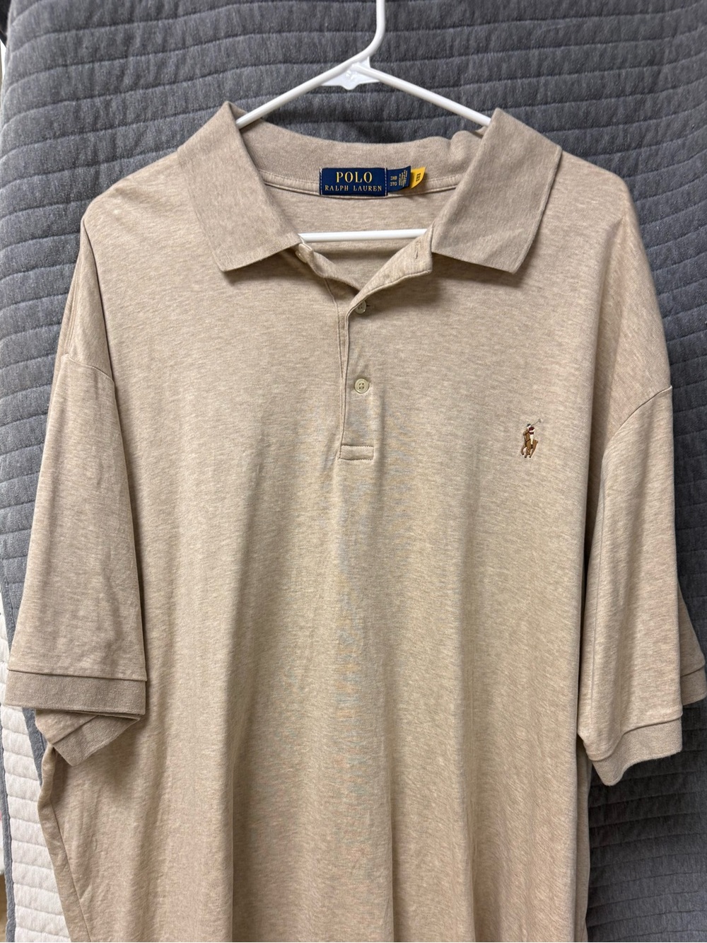 Ralph Lauren Men's Beige Polo Shirt with Embroidered Pony